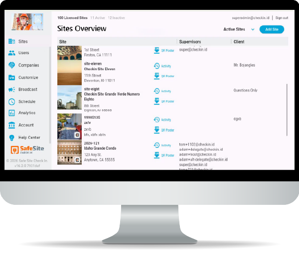 ssci admin sites overview dashboard computer monitor